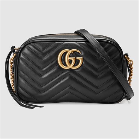 gucci gg marmont chain small shoulder bag black|Gucci Marmont small matelasse bag.